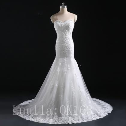 Women Fashion Applique White/ivory Wedding Dress..
