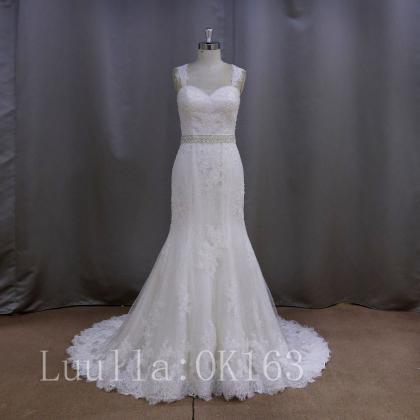 Sleeveless Full Lace Mermaid Wedding Dress..
