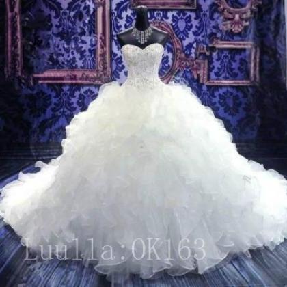 Women Fashion White/ivory Organza Beaded Wedding..