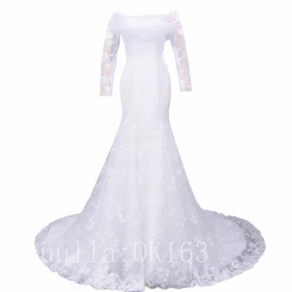 Women Fashion White/ivory Lace Wedding Dress..