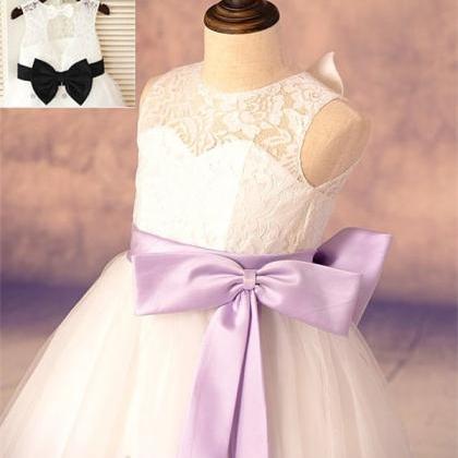 Real Flower Girl Dresses With Bows Sash Communion..