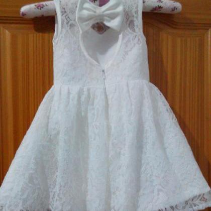 Lace Flower Girl Dresses With Bow Ball Party..