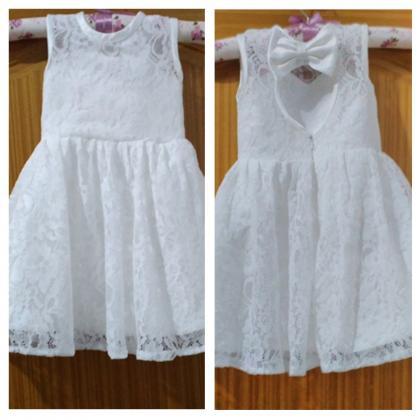 Lace Flower Girl Dresses With Bow Ball Party..