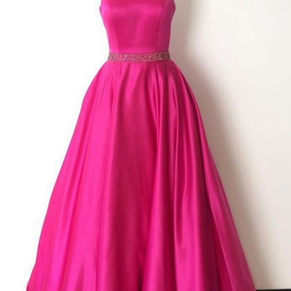Prom Dress,halter Prom Dress, Pink Satin Evening..