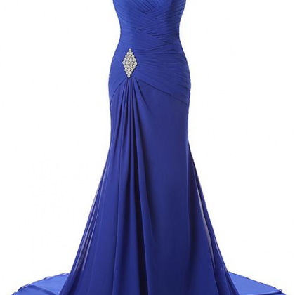 Blue Tactile Chiffon Scoop Trumpet/Mermaid Sleeveless Lace-up Evening Dresses main image 0