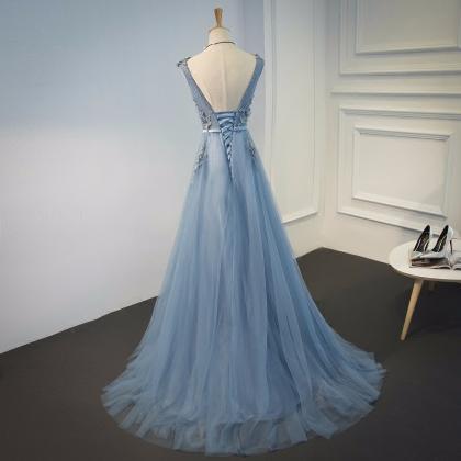 Blue Evening Gowns Dresses 2017 Plu..