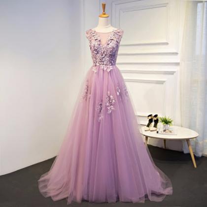 Purple Evening Dresses Long Plus Size Tulle Prom..