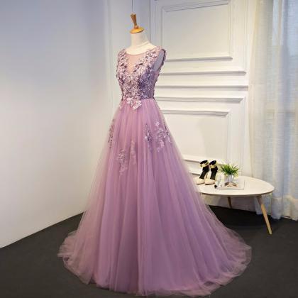 Purple Evening Dresses Long Plus Size Tulle Prom..