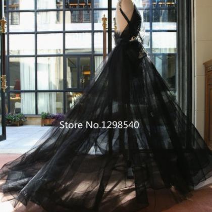 Black A-line Wedding Dress Vestido De Noiva Real..