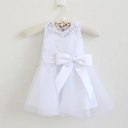 White Flower Girl Dress Baby Girls Dress Lace..