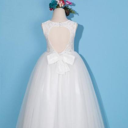 White Lace Flower Girl Dress/tulle Flower Girl..