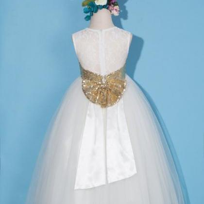 Flower Girl Dress/gold Sequin Dress/lace Flower..