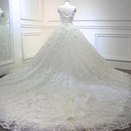 100% Real Photos Full Beading Luxury Ball Gown..