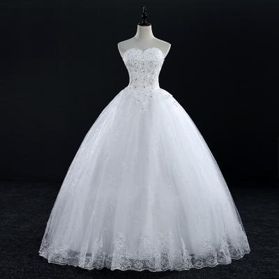 Fashion Strapless Beaded Lace Applique Full Length Bridal Gwon Bridal Wedding Dress Formal Occasion Dress Party Dress Cocktail Dress E10