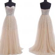2014 cheap plus size modest Champagne Prom Dresses sequins sweeheart zipper or lace up Long Evening Part dress custom made