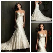 New sexy long white/Ivory lace backless beaded Wedding Dress / prom dress / evening dress Bridal Gown D1