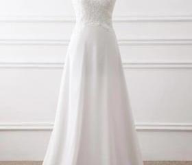 Simple White A-line Midi-length Prom Dress,White Party Gown  Y7143