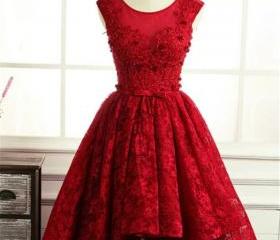 Cute Red High Low Dress, Red Party Dress , Homecoming Dress