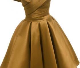 Ivory Satin Short Simple Cute Bridesmaid Dress Party Dress, Short Graduation Dress Prom Dress main image 1