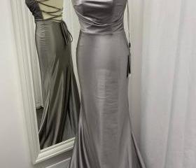 Green Sleeveless Satin Long Prom Dress,Classy Evening Dress Y904