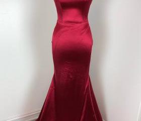 Elegant Red Mermaid Prom Dress with Rhinestone,DS4530