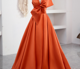 Niulatu A Line Strapless Satin Long Prom Dress,Formal Dress HZ1110