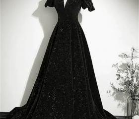 Fashion Black Beaded Satin Sheath Prom Dress,Off The Shoulder Long Evening Dress Y8030 main image 1