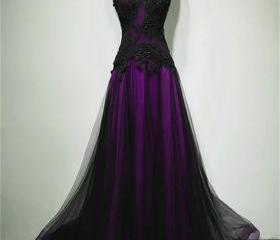 Ashlin Dress - Black/Purple