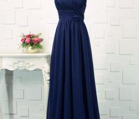 9249 Navy Blue Bedazzled Shoulder Dress