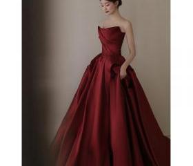 2318 Burgundy Ruched Dress