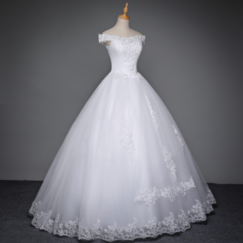 Cap Shoulder Lace Applique Strapless Full Length Bridal Gwon Bridal ...
