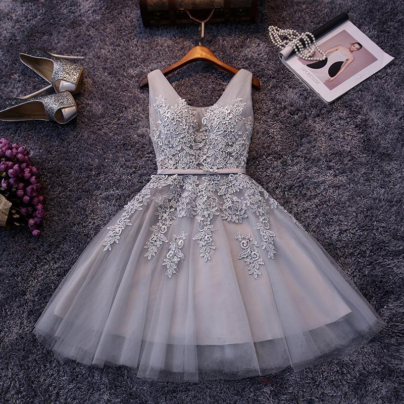 Sexy Lace Short Skirt Prom Dress , Evening Dress , Party Dress , Bridesmaid Dress , Wedding Occasion Dress , Formal Occasion Dress 