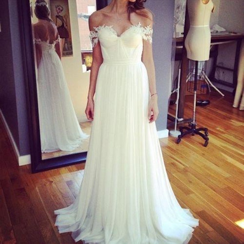 flowy chiffon wedding dress