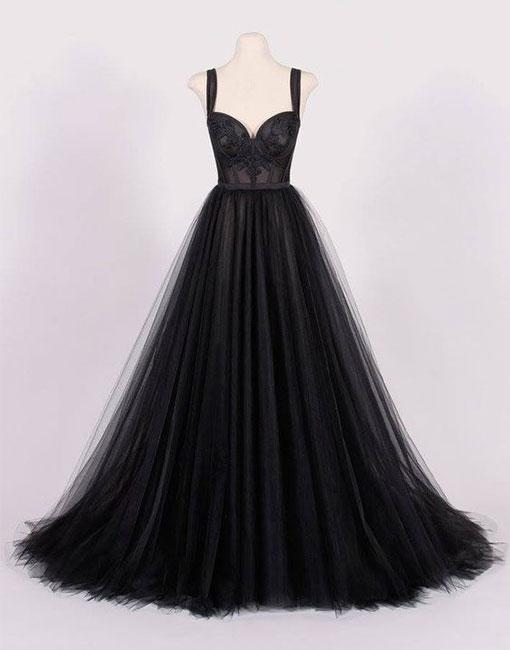 Ball Gown Sexy Black Sweetheart Wedding Dress Evening Dress Full Length Prom Dress
