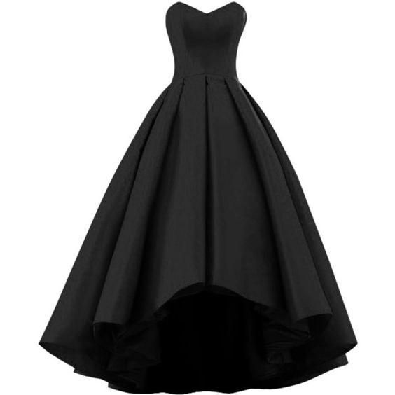 Strapless A Line Sexy Black Satin Wedding Dress Evening Dress Full Length Prom Dress