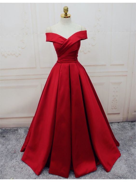 Sexy Cap Shoulder Red Wedding Dress Lace Up Back Party Dress Prom Dress Evening Dress Prom Dress