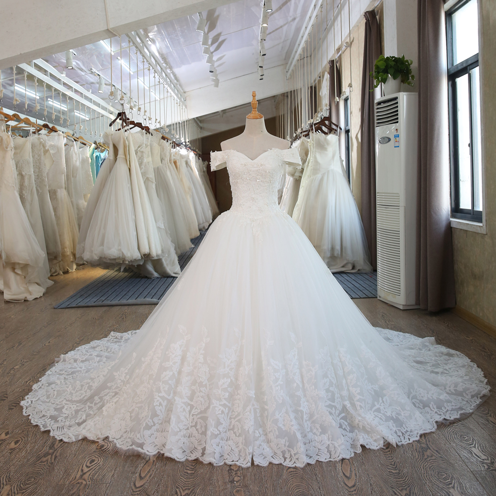Sexy Strapless Cap Shoulder Lace Plus Size Long Wedding Dress Party Dress Prom Dress Evening Dress