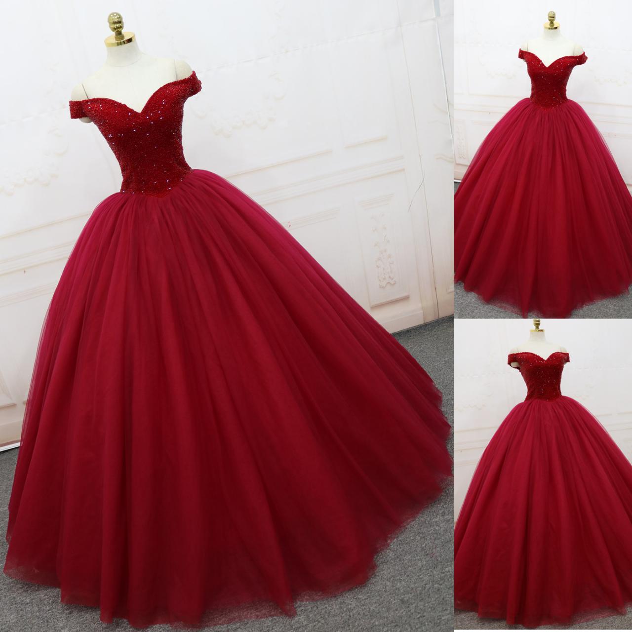 Sexy Strapless Red Cap Shoulder Lace Plus Size Long Wedding Dress Party Dress Prom Dress Evening Dress