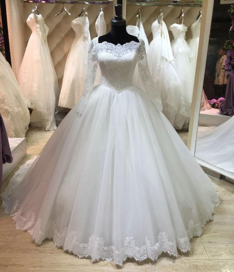 Custom Size Ball Gown Lace Applique Wedding Dress Bridal Gown