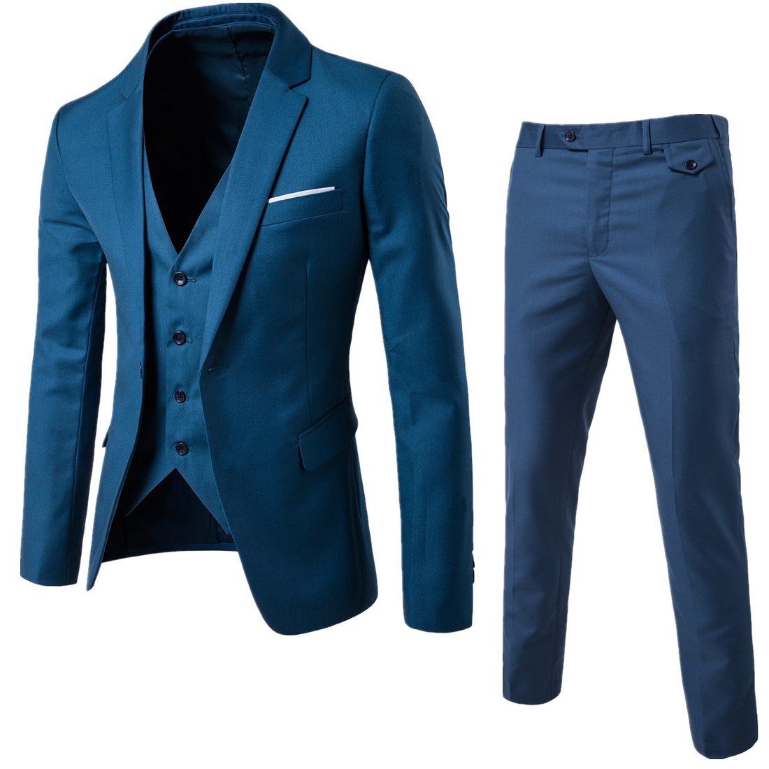 Designer Men Suit Groom Tuxedos Groomsmen Side Vent Slim Fit Best Man Suit Wedding Men's Suits Bridegroom Jacket+Pant+Vest