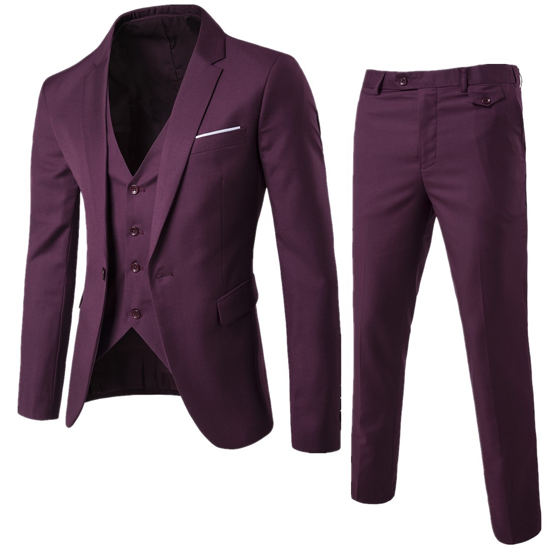 Designer Men Suit Groom Tuxedos Groomsmen Side Vent Slim Fit Man Suit Wedding Men's Suits Bridegroom Jacket+pant+vest