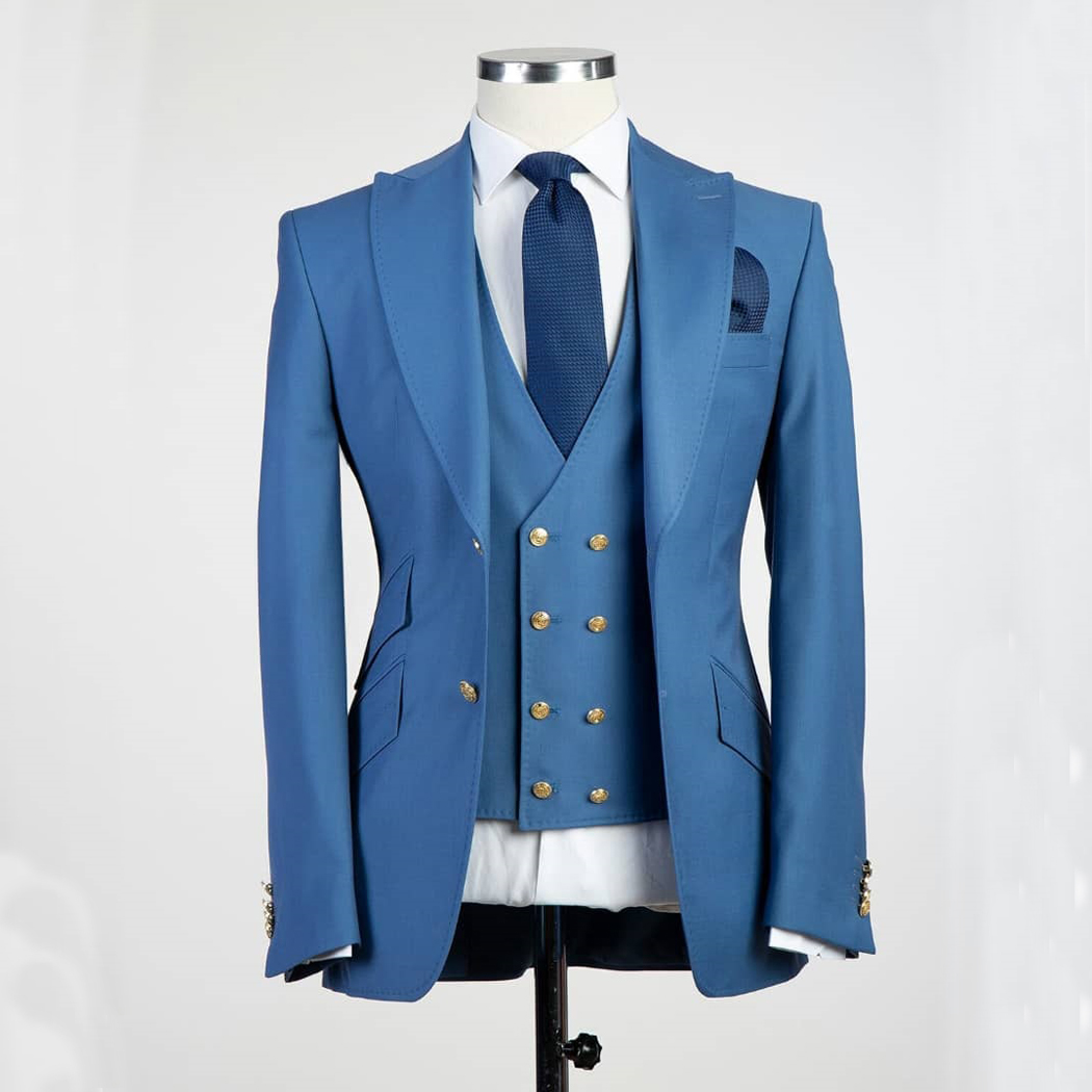 Classic Style Groom Tuxedos Big Pesked Lapel Groomsman Suit White Blazer As Wedding Suit Custom Made Man Suit Jacket+pants+vest