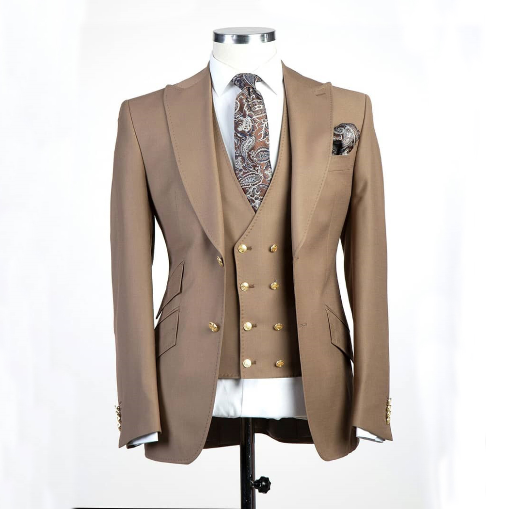 Classic Style Groom Tuxedos Big Pesked Lapel Groomsman Suit White Blazer As Wedding Suit Custom Made Man Suit Jacket+pants+vest