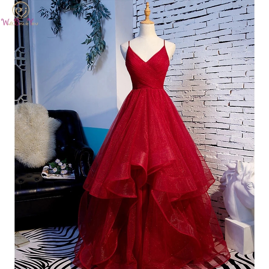 Red Sexy V Neck Wedding Dress Prom Dress Evening Dress Formal Occasion Party Dress