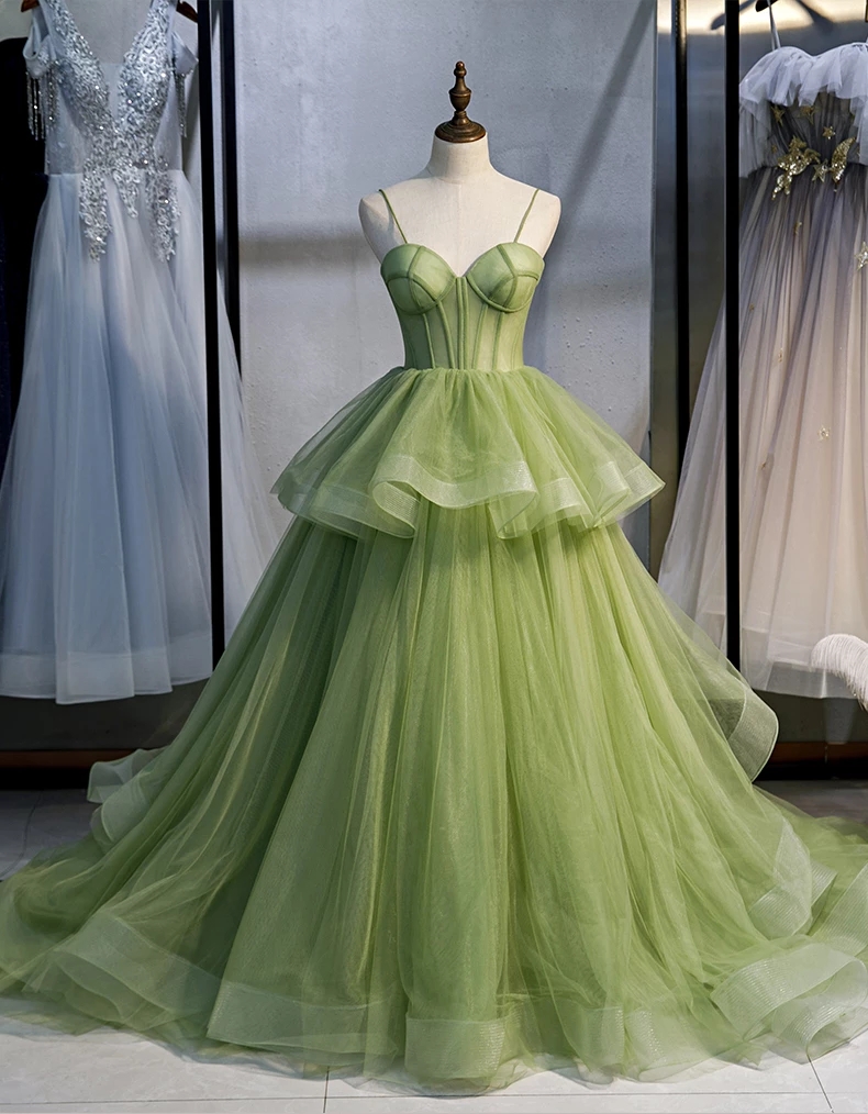 Fluorescent Green Strapless Full Length Wedding Dress Prom Dress Evening Dress Formal Occasion Party Dress