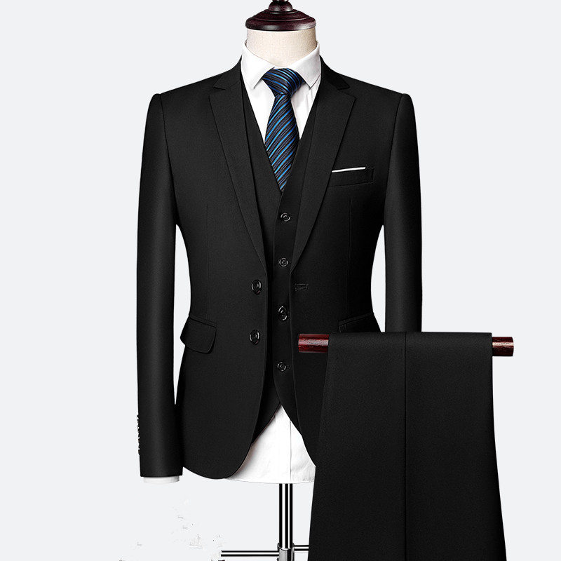 Black Wedding Formal Bridegroom Tuxedo Men Suits 3 Pcs Business Blazer Peak Lapel Custom Homme Terno Suits ( jacket Vest Pants )