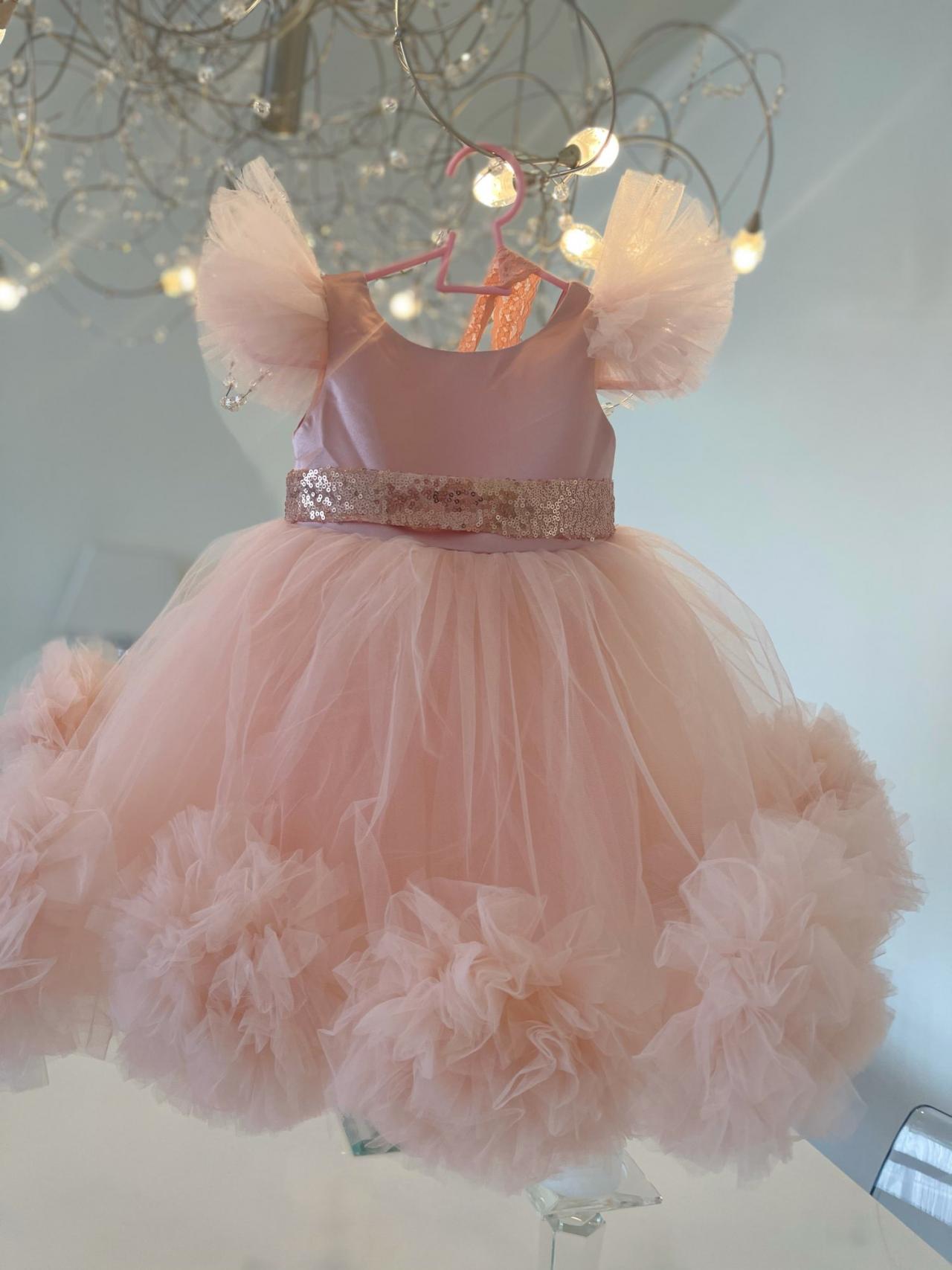 Pink Flower Girl Dresses For Weddings Bow Floor Length First Communion Dresses For Girls