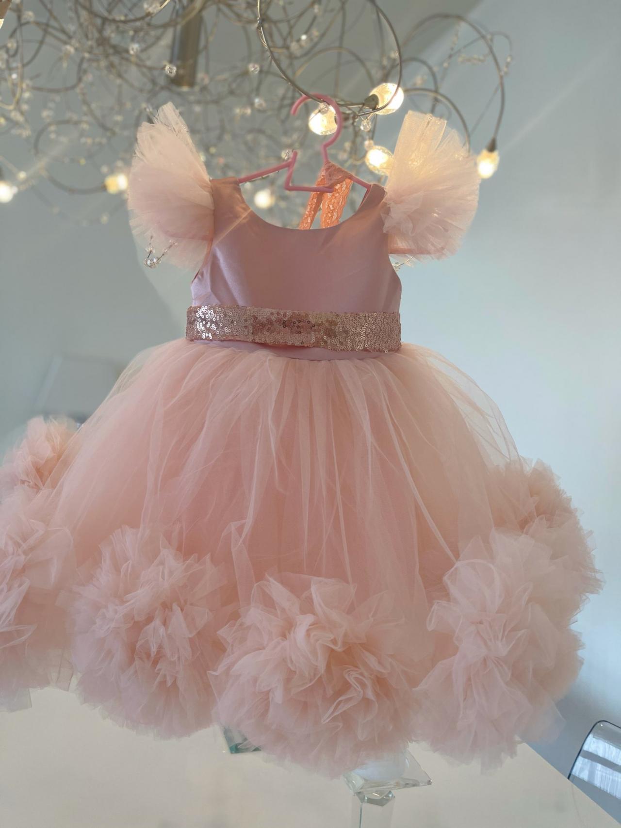 Lavender Tulle Dress With Lace Puff Sleeves E on Luulla