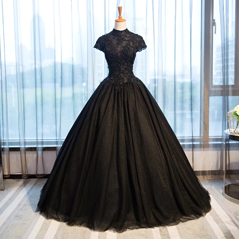 Black Beading Lace Applique Wedding Dress Bridal Gown Vestidos De Novia Boho Wedding Dress Custom Bridal Size
