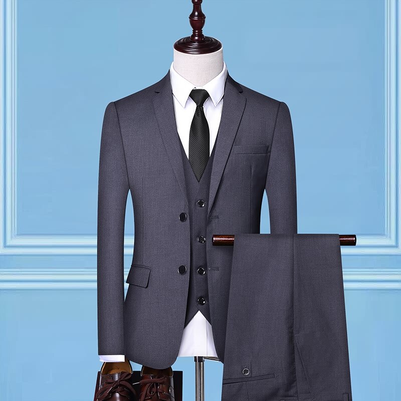Formal Business Wedding 3 Pieces Suit Set / Male Blazers Jacket Pants Vest Trousers Dress Waistcoat